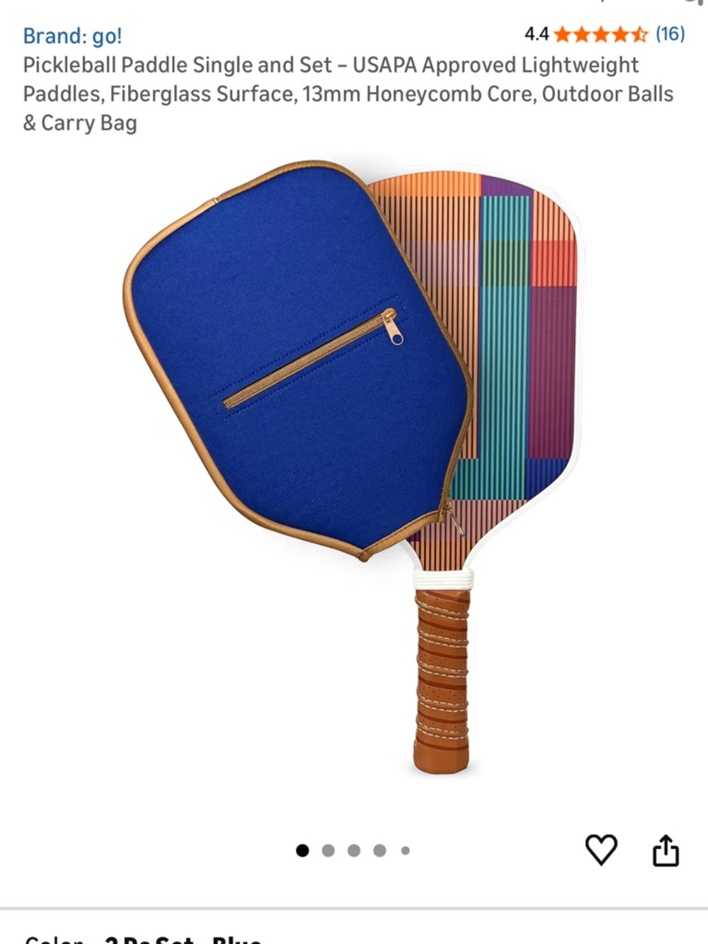 go! Pickleball Paddle with Blue Zip Case NWT